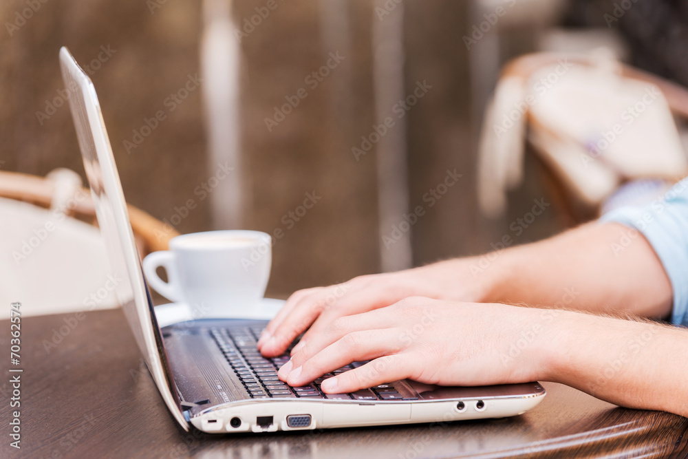 Surfing the net in cafe. Surfing the net in cafe.