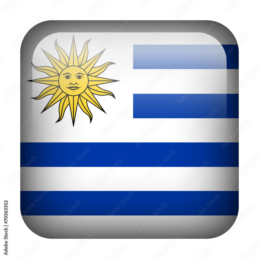 Fototapeta premium Uruguay square flag button