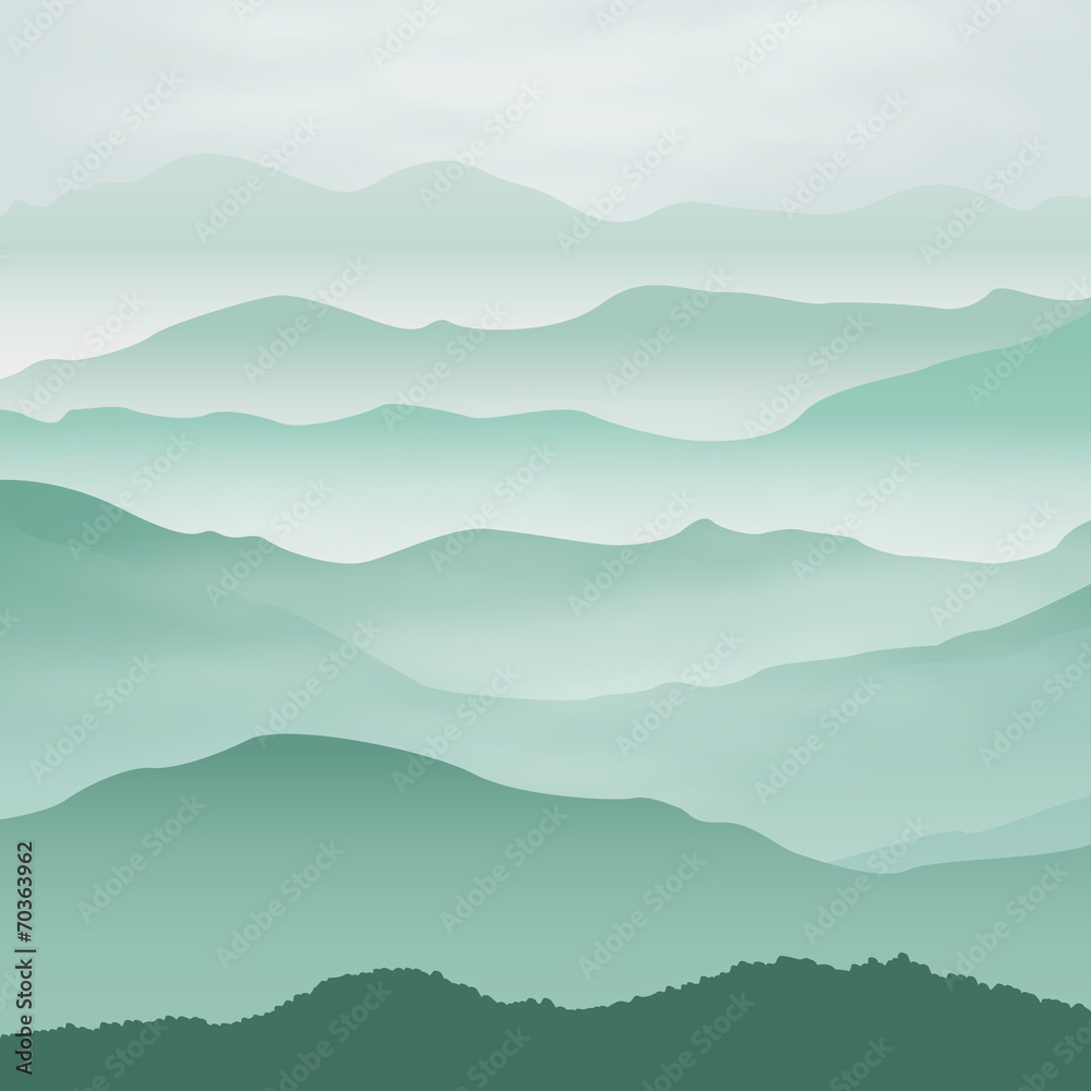 Mountains in the fog. Background.