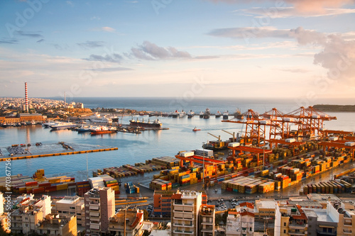 View of container port in Piraeus, Athens.