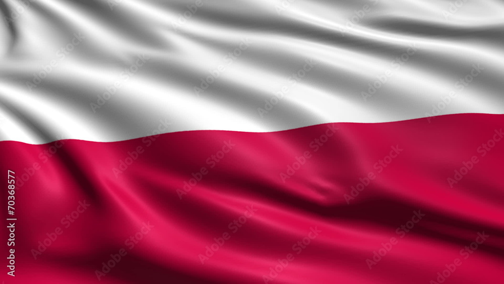 flag of Poland with fabric structure; looping flag of Poland with fabric structure; looping