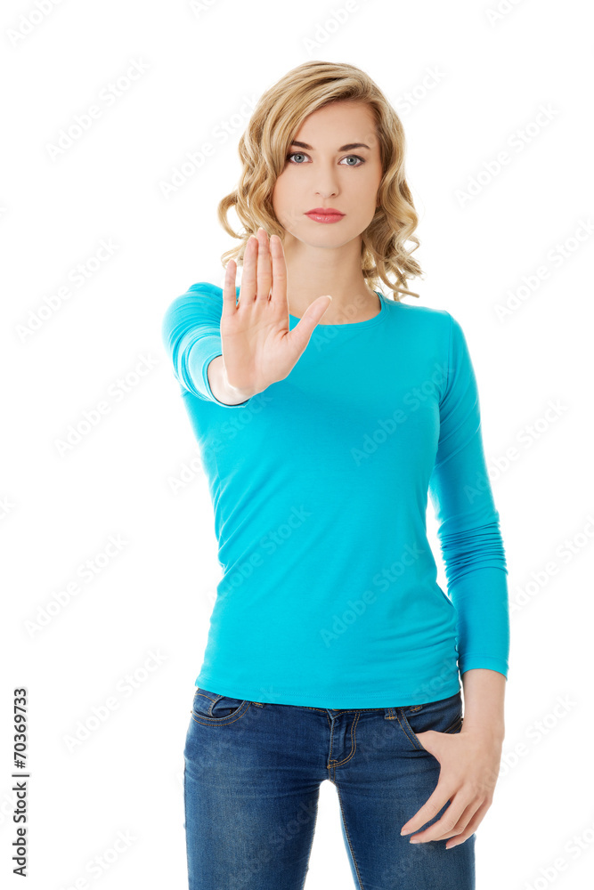 Woman expressing NO Woman expressing NO