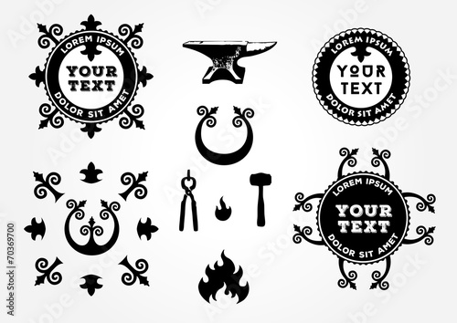 Blacksmith graphic labels collection set