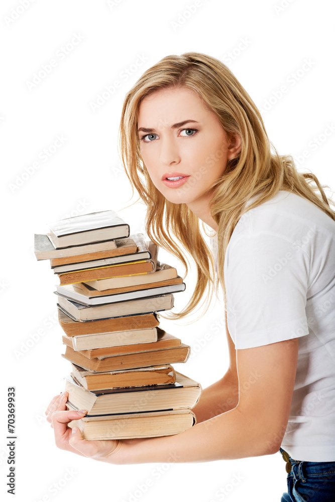 Student woman with books