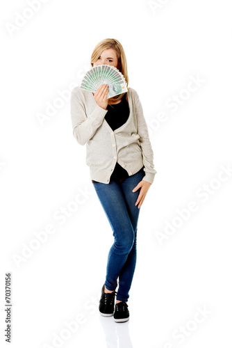 Woman with polish money