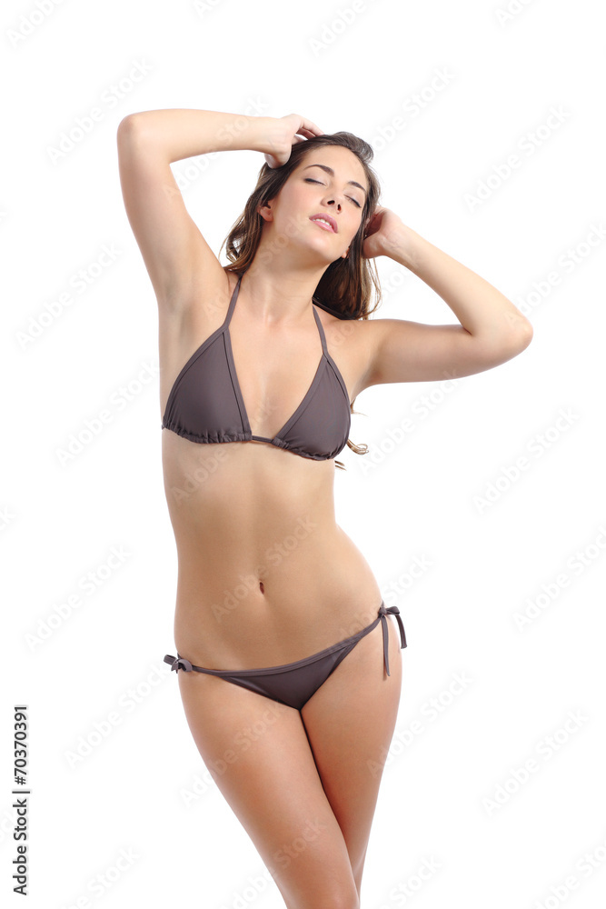 Perfect model woman fitness slim body posing wearing bikini Stock Photo |  Adobe Stock