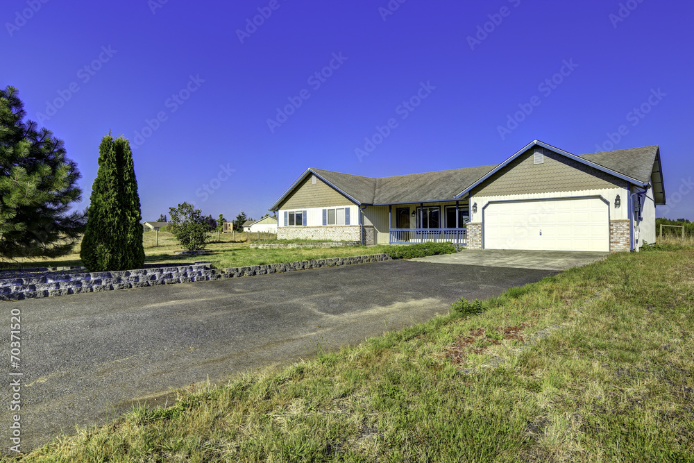Countryside house exterior with landscape. Washington real estat