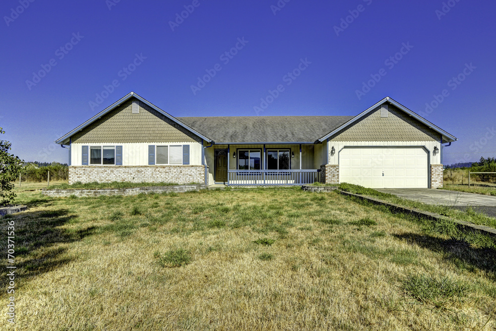 Countryside house exterior with landscape. Washington real estat