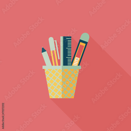 Pen Holder flat icon with long shadow,eps10