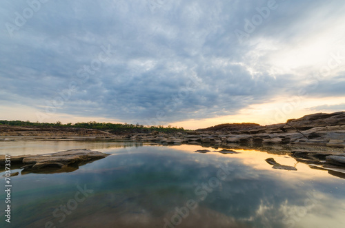 Sunrise behind the canyon at ubon ratchathani thailand