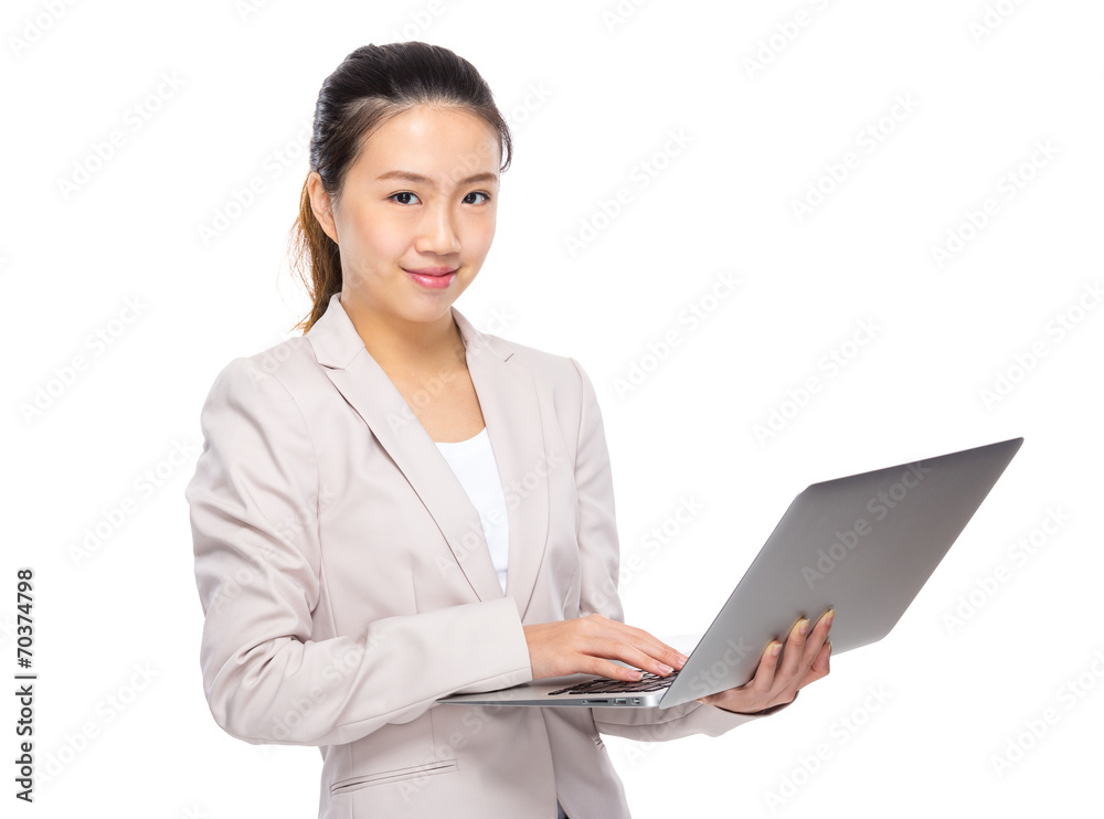Businesswoman use of laptop computer Businesswoman use of laptop computer