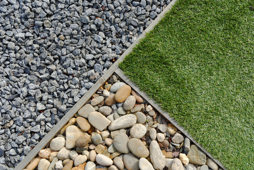 Combinations of grass and stones