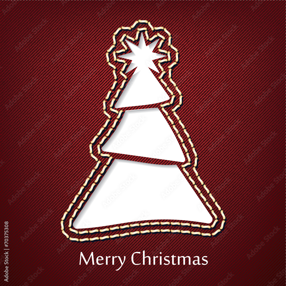 Vector christmas postcard design with denim jeans background