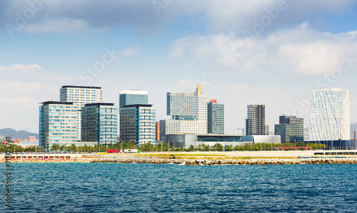 Canvas Print View of Barcelona from Mediterranean sea