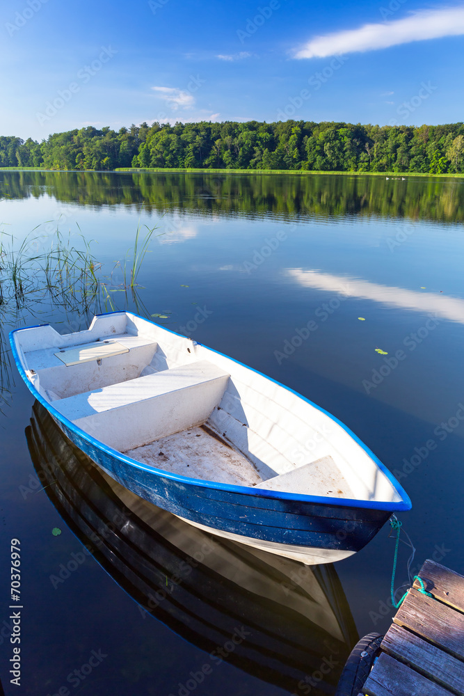 Fishing boats on the masurian lake in Poland