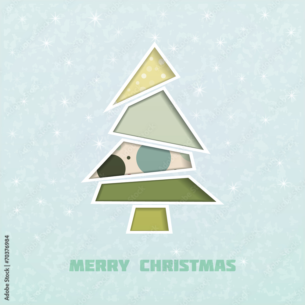 vintage vector retro Christmas card with christmas tree