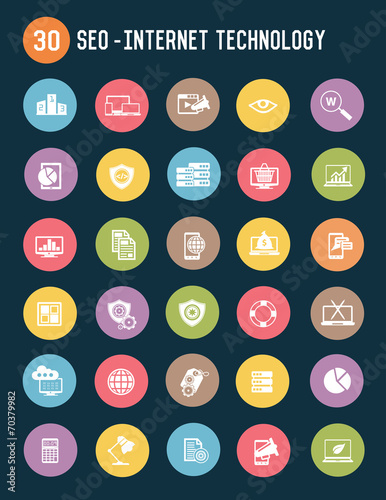 49 SEO flat icons,color vector