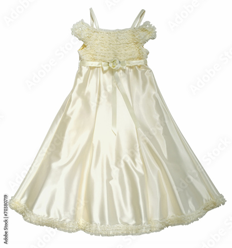 silk dress with roses  isolated on white