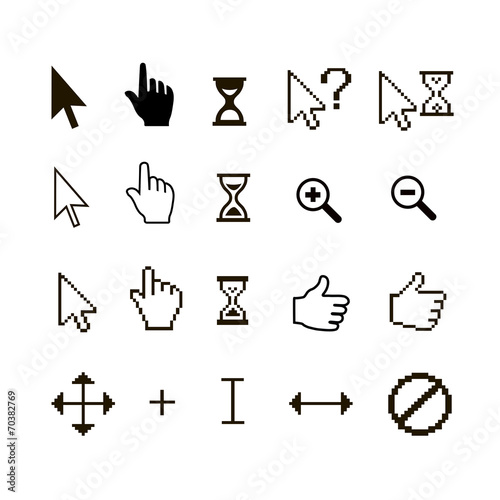 Vector set of different mouse cursors