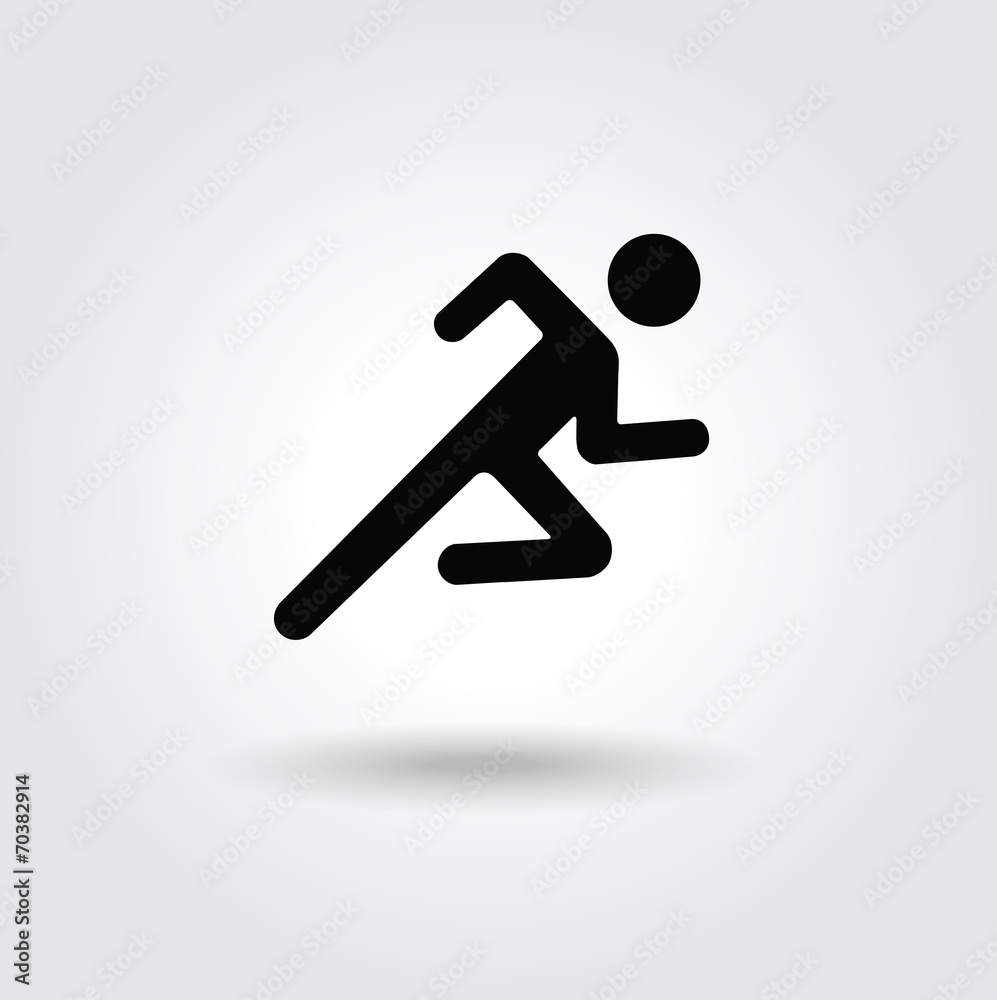 Running man icon white black silhouette Running man icon white black silhouette