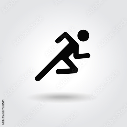 Running man icon white black silhouette