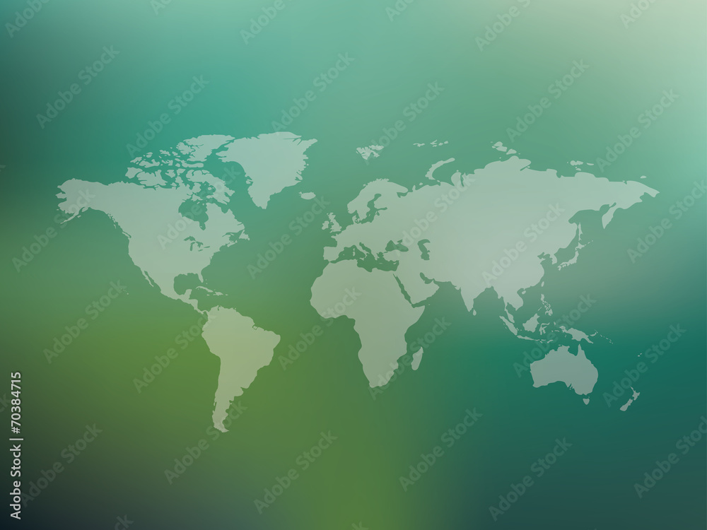 Map of the world on green blur background,vector Map of the world on green blur background,vector