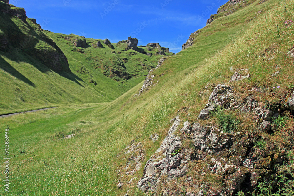 Winnats Pass near Castleton in Derbyshire.