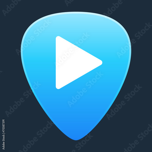 Guitar pick with a play sign