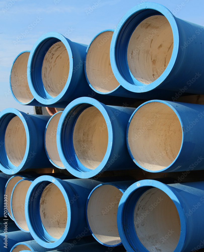 blue tubes for waterworks and sewer system of the city blue tubes for waterworks and sewer system of the city