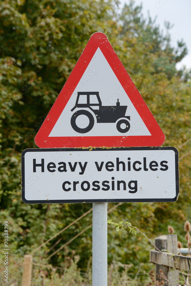 Heavy Vehicles crossing sign and signpost Heavy Vehicles crossing sign and signpost