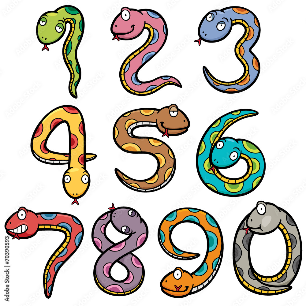 Naklejka premium Vector illustration of Snake in form number set