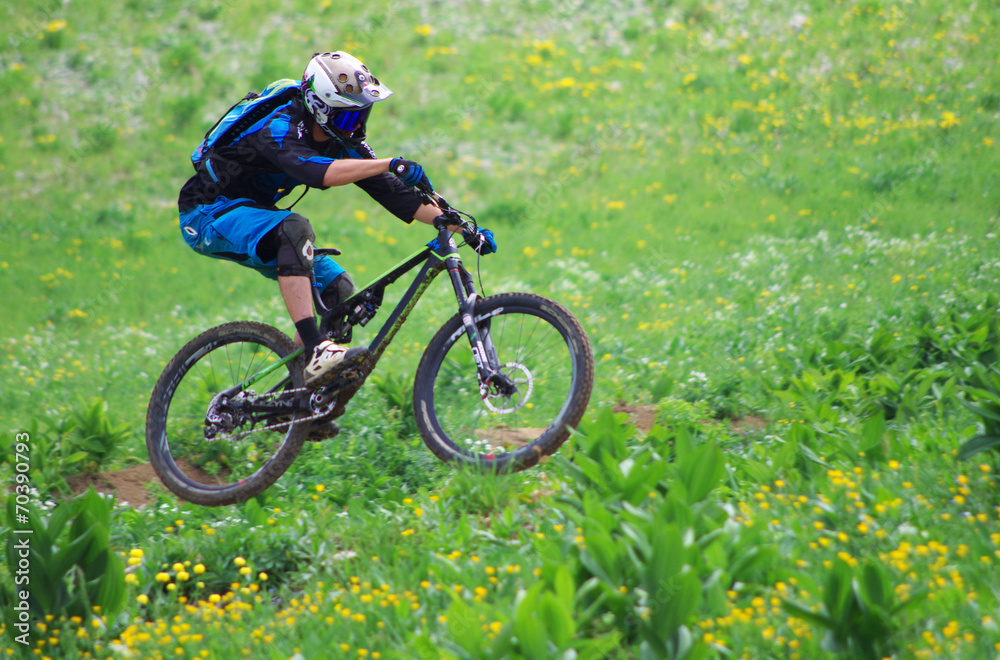 Fototapeta premium vtt de descente - piste de saint pierre de chartreuse