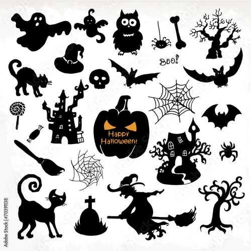 Halloween icon set. Hand draw vector illustration