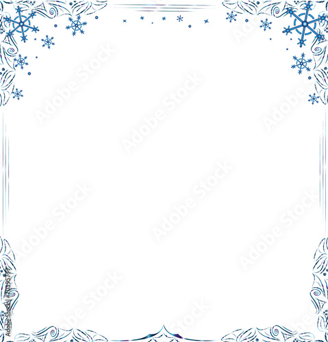 Frame in a luxurious style with snowflakes