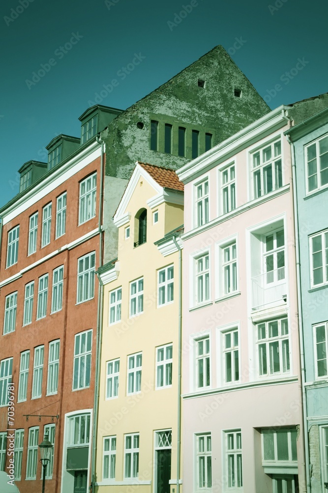 Copenhagen - Nyhavn street. Cross processed color tone.