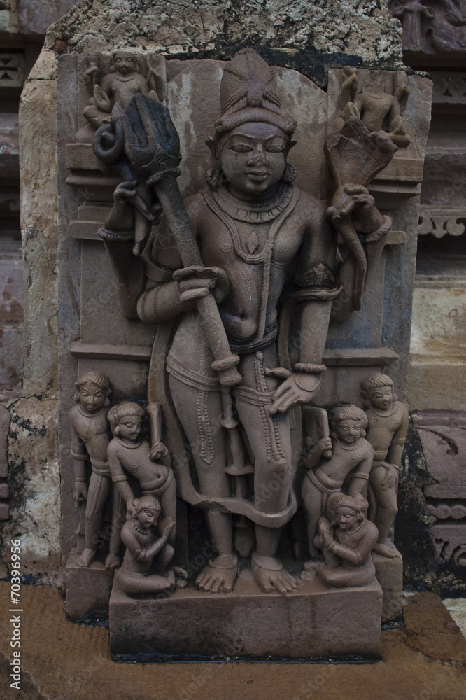 Detail of carving on a temple in Khajuraho