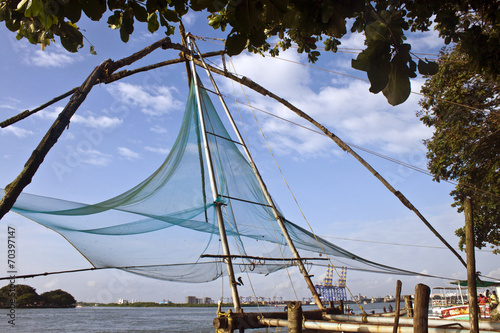 Chinese fishing net in Kochi, Kerala, India © Matyas Rehak