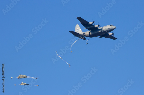 Military airplane paradrop