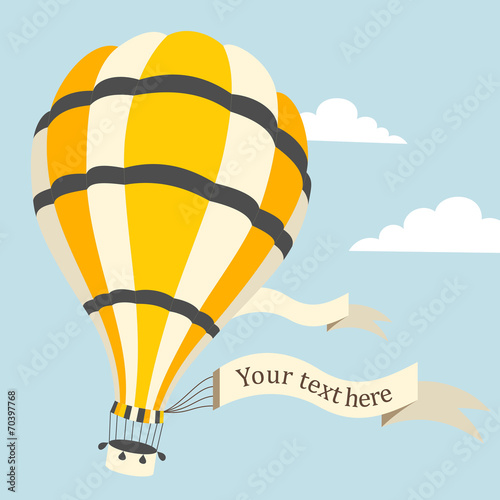 Vector illustration of hot air balloon on the sky