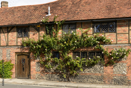 climbing rose and wattle house, Henley on Thames photo