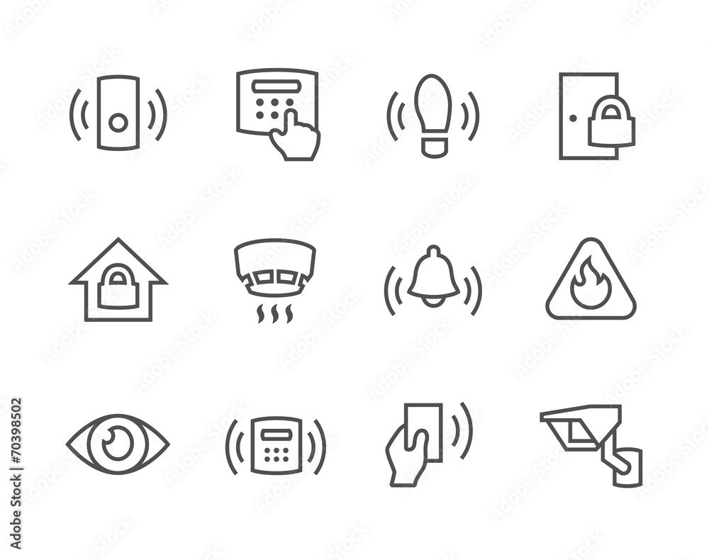 Fototapeta premium Outline Perimeter security icons