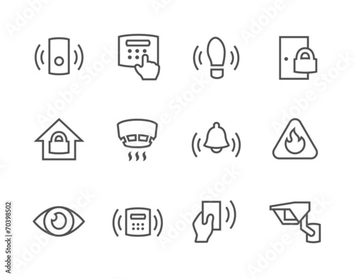 Outline Perimeter security icons