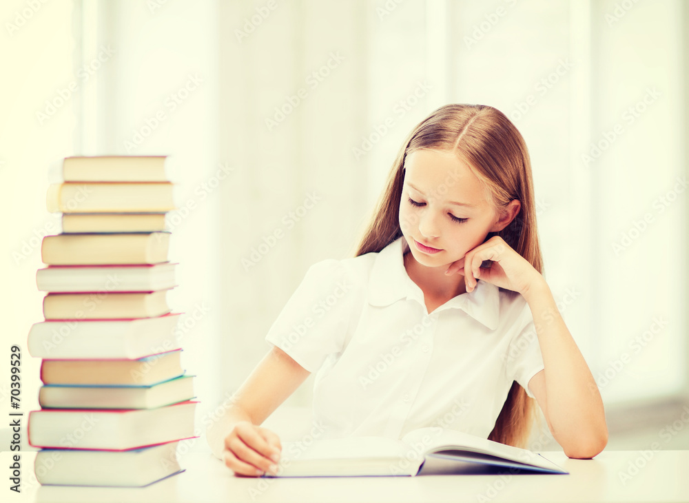 student girl studying at school student girl studying at school