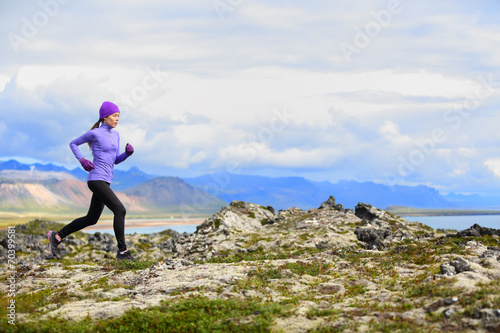 Trail running woman in cross country run