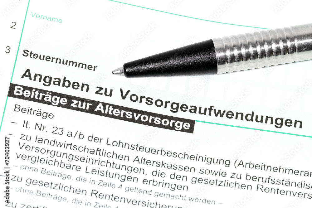 Angaben zu Vorsorgeaufwendungen Angaben zu Vorsorgeaufwendungen