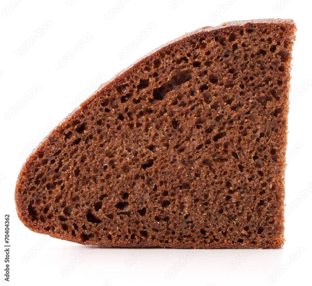 Slice of fresh rye bread isolated on white background cutout Slice of fresh rye bread isolated on white background cutout