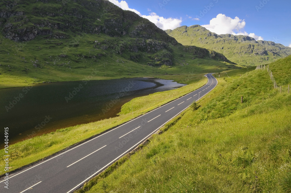 Empty mountain road in Scotland
