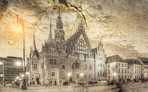 Wrocławski ratusz w stylu retro.