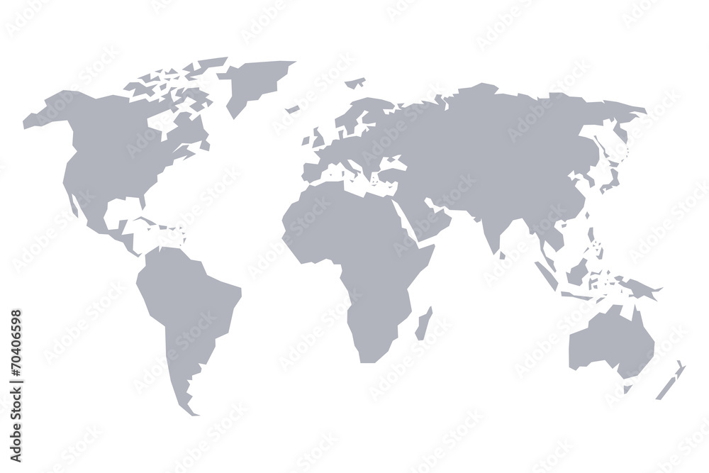 Map of the world. Gray solid stylized scheme.