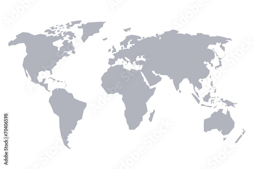 Fototapeta Naklejka Na Ścianę i Meble -  Map of the world. Gray solid stylized scheme.